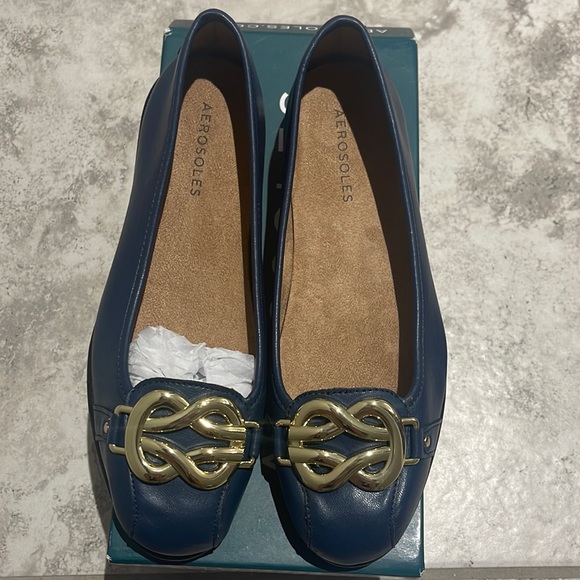 Aerosoles Big Bet Ballet Flat, Navy, Size 7 W - Picture 1 of 3
